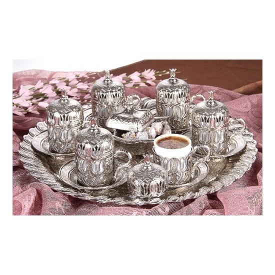 Akm Osmanlı Lale Kahve Fincanlı Altılı Yuvarlak Set Fiyatı