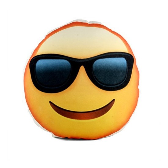 Uygun Gözlüklü Gülen Surat Emoji Smiley Yastık