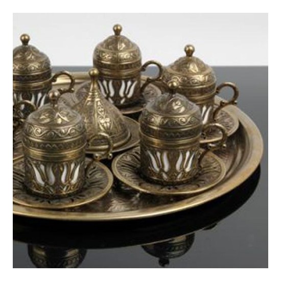Hepsi Dahice Ottoman Stil Lale 6 Kişilik Kahve Seti Sarı Fiyatı