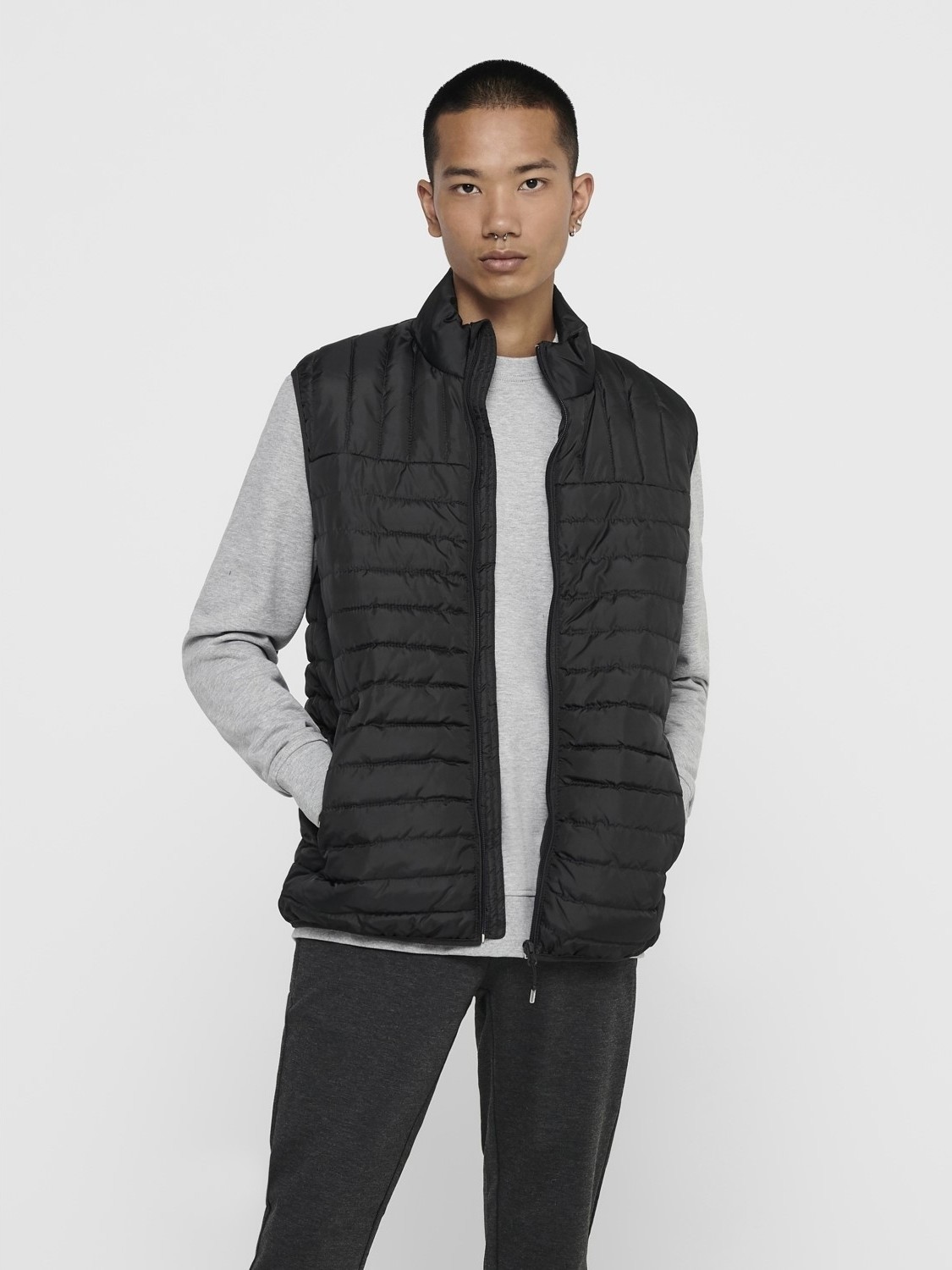 Only &sons Erkek Yelek Paul Quilted 22015123-BLK görsel 3