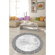 Bona Fortuna Geometrik Çizgiler Desenli Dijital Baskı Yıkanabilir Kaymaz Taban Modern Yuvarlak Salon Hol Halısı