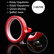 River World  2 Metre Şeffaf Ekstra Güçlü Banyo Mutfak Posta Ofis Çift Taraflı Akrilik Silikon Vhb Bant