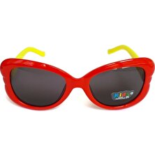 Kids Siyah Lens ve Kırmızı Sarı Çerçeveli UV400 Çocuk Güneş Gözlüğü CHCG112