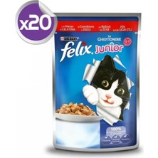 Felix Junior Sığır Etli Yavru Pouch Yaş Kedi Maması 100 gr x 20