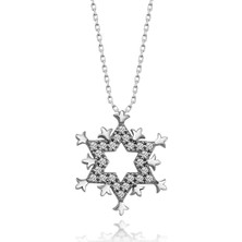 Söğütlü Silver Gümüş Swarovski Taşlı Pırlanta Modeli Kar Tanesi Kolye