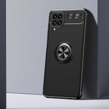 Zore Galaxy M12 Kılıf Zore Ravel Yüzüklü Silikon Kılıf Siyah