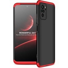 Zore Xiaomi Redmi Note 10S Kılıf Zore Ays Full Koruma Kılıf Siyah - Kırmızı