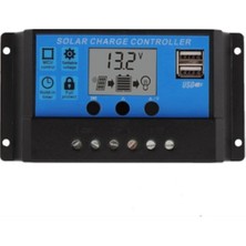 Emay Center 10A Solar Şarj Kontrol Cihazı Regülatörü Çift USB 12V-24V Güneş Paneli Şarj Regülatörü