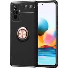 Tekno Grup Xiaomi Redmi Note 10 Pro Kılıf Ultra Korumalı Yüzüklü Manyetik Ravel Silikon + Nano Ekran Koruyucu Rose