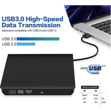 Wozlo Harici USB 3.0 Optik Sürücü DVD Rw Writer Yazıcı - Siyah