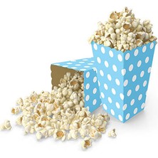 My Paper Craft Mavi Üzeri Beyaz Puanlı Popcorn Mısır Kutusu 8 Adet