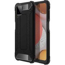 Case World Samsung Galaxy M12 Kapak Çift Katmanlı Zırh Tank Kılıf Siyah