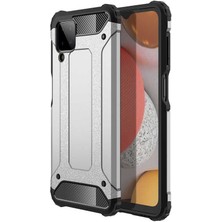 Case World Samsung Galaxy M12 Kapak Çift Katmanlı Zırh Tank Kılıf Gri