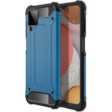 Case World Samsung Galaxy M12 Kapak Çift Katmanlı Zırh Tank Kılıf Mavi