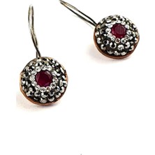 Ose Shop Swarovski Taşlı Kök Yakut Taşlı Gümüş Otantik Küpe