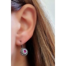 Ose Shop Swarovski Taşlı Kök Yakut Taşlı Gümüş Otantik Küpe