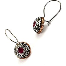 Ose Shop Swarovski Taşlı Kök Yakut Taşlı Gümüş Otantik Küpe
