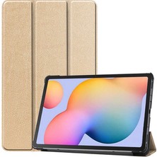 Canpay Samsung Galaxy T500 Uyumlu Kılıf (Tab A7 10.4" Inç) Ön-Arka Smart Case Katlanır Stand Gold