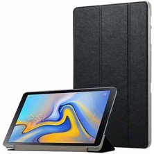 Canpay Samsung Galaxy T590 Uyumlu Kılıf (Tab A) Ön-Arka Smart Case Katlanır Stand Siyah