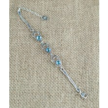 Filigran Silver 925 Ayar Gümüş Otantik El Işçiliği Telkari Doğal Sky Blue Topaz Taşlı Kadın Bileklik