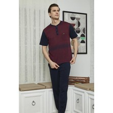 Yeni KLY 7615 Erkek Midi Yaka 3'lü Pijama Takımı