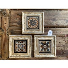 Oscar Stone Decor Çerçeveli Taş Duvar Dekoru Tablo Pano 3'lü 20 x 20 cm