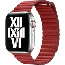 kilifone Apple Watch 38MM - Kordon Deri Lop Kordon Krd-09 - Kırmızı
