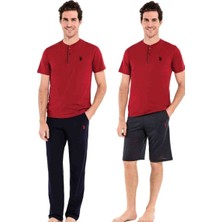 U.S. Polo Assn.  Erkek Pijama Takımı 3'lü 12005 | Bordo