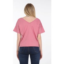 Neslice Kadın Oversize Çift Taraf V Yaka T-Shirt
