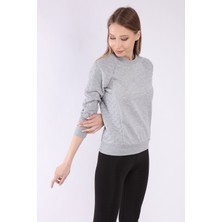 Neslice Kadın Grimelanj Kollar Kapitone Detaylı Sweatshirt