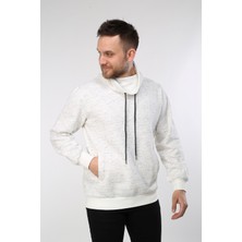 Neslice Erkek Inject Ecru File Detaylı Balıkçı Yaka Sweatshirt