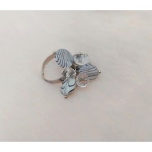 Hd Marketim Beyaz Boncuklu Sallantı Tasarım Kadın Yüzük Ayarlanabilir Ölçü