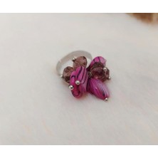 Hd Marketim Lila Renkli Boncuklu Sallantı Tasarım Kadın Yüzük Ayarlanabilir Ölçü