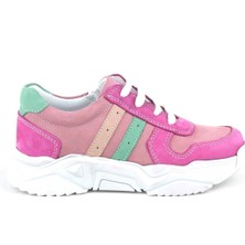 Hakiki Deri Fuşya Pembe Kız Çocuk Sneakers Ayakkabı