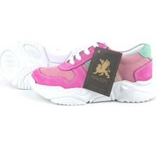 Hakiki Deri Fuşya Pembe Kız Çocuk Sneakers Ayakkabı