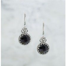 Filigran Silver 925 Ayar Gümüş Otantik El Işçiliği Telkari Sanatı Doğal Siyah Spinel Taş Kadın Küpe