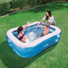 Bestway 12819 Büyük Boy Dikdörtgen Şişme Aile Havuz Seti (211X132X46CM) + Pompa