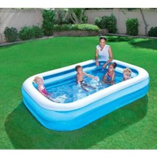 Bestway 12819 Büyük Boy Dikdörtgen Şişme Aile Havuz Seti (211X132X46CM) + Pompa