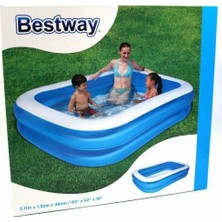Bestway 12819 Büyük Boy Dikdörtgen Şişme Aile Havuz Seti (211X132X46CM) + Pompa
