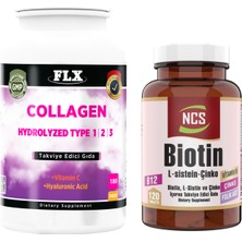 FLX Collagen Kollajen Tip 1-2-3 Hyaluronik Asit Vitamin C 180 Tablet+Biotin 120 Tablet