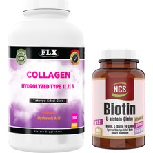 FLX Collagen Kollajen Tip 1-2-3 Hyaluronik Asit Vitamin C 300 Tablet+Biotin 60 Tablet