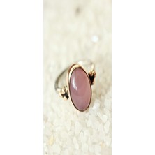 Nsa Silver Pembe Kuvars Taşlı  925 Ayar Gümüş Yüzük