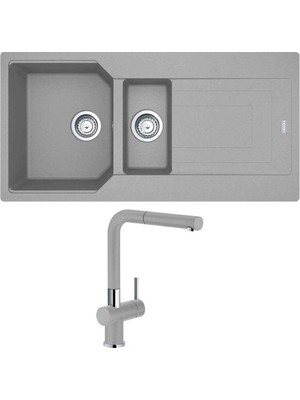 Franke Urban Ubg 651-100 Granit Stone Grey Evye, Active Plus Doccia Stone Grey  Armatür