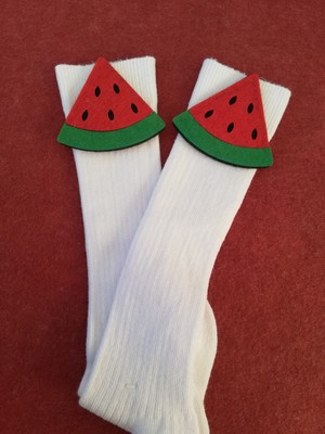 Sockrates Beyaz Karpuz Keçeli Çorap