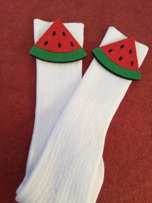 Sockrates Beyaz Karpuz Keçeli Çorap