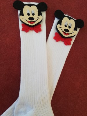 Sockrates Beyaz Mickey Mouse Keçeli Çorap