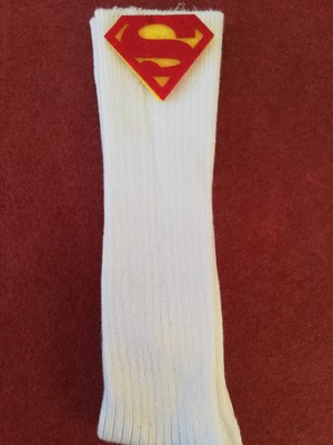 Sockrates Beyaz Superman Keçeli Çorap