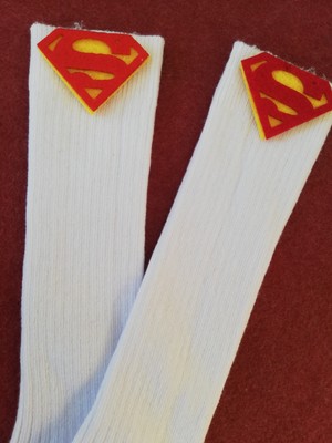 Sockrates Beyaz Superman Keçeli Çorap