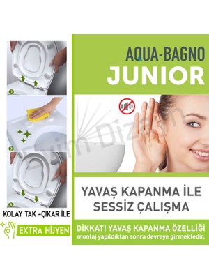 Aqua Bagno Junıor - Çocuk Adaptörlü - Yavaş Kapanan Klozet Kapağı