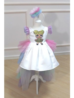 Astar Kostüm Çok Renkli Uzun Etekli Lol Çocuk Abiye Elbise Kostüm